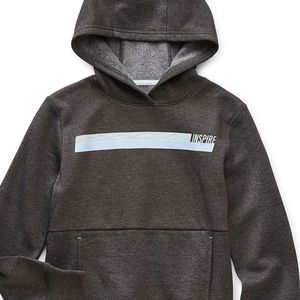 NWOT dark grey w/blue stripe on chest Inspire written pullover front pocket